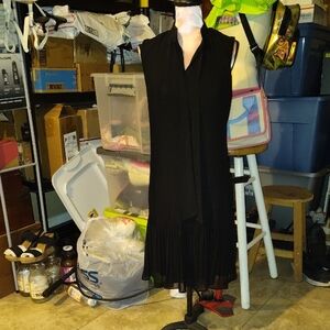 DKNY Black Midi Dress with Scarf Detail